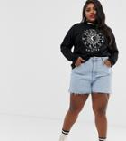 Asos Design Curve Sweatshirt With Zodiac Print-black