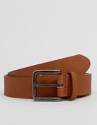 Asos Design Faux Leather Wide Belt In Tan