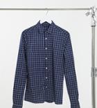 Asos Design Tall Slim Work Shirt In Navy Check