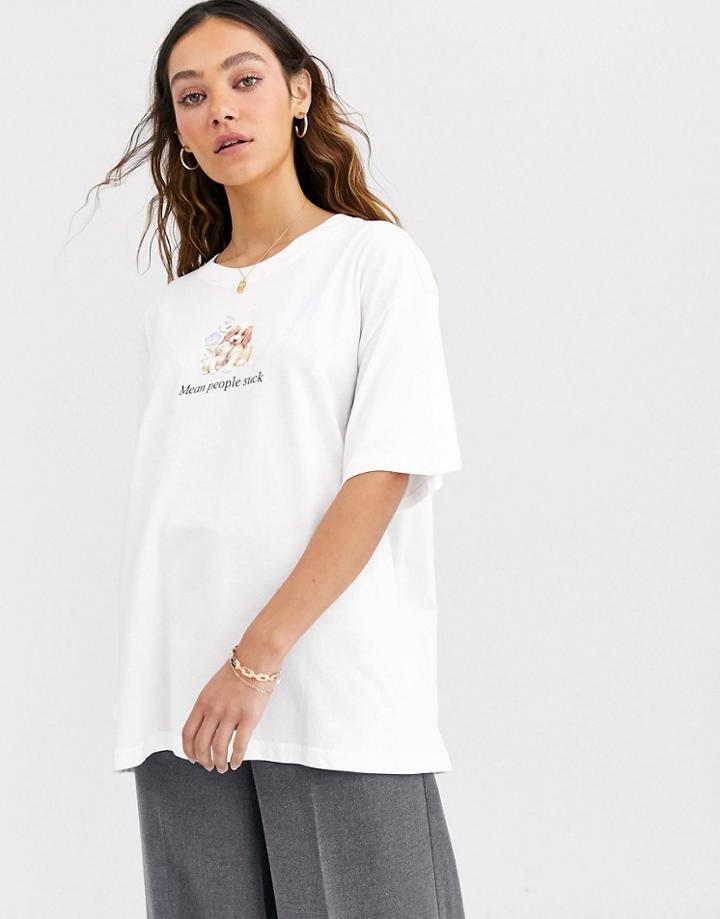 Weekday Easy Oversized T-shirt Mean People In White