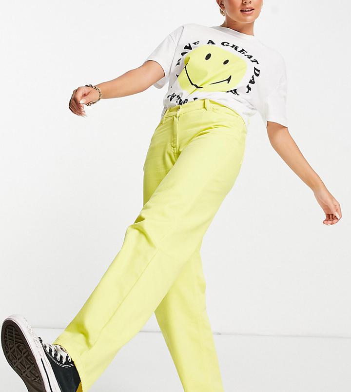 Collusion X014 90s Baggy Dad Jeans With Dipped Waist In Yellow