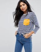 Asos T-shirt In Chunky Stripe With Contrast Pocket - Multi