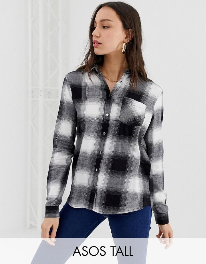 New Look Tall Check Shirt In Black Pattern - Black