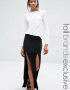 Noisy May Tall Maxi Skirt With High Thigh Splits - Black