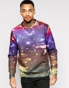 Diesel Crew Sweatshirt S-joe-ac In Space Print - Black