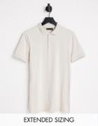 Asos Design Muscle Fit Jersey Polo In Stone-neutral