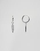 Chained & Able Hanging Feather Earrings In Silver