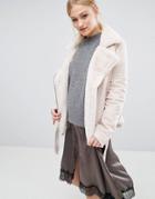 J.o.a Biker Jacket In Faux Shearling - Cream