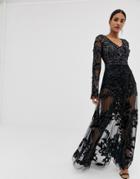 A Star Is Born Allover Embellished Maxi Dress In Black - Black