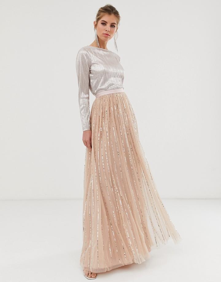 Needle & Thread Shimmer Sequin Maxi Skirt In Rose-pink