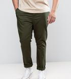 Asos Plus Skinny Chinos In Dark Khaki-green