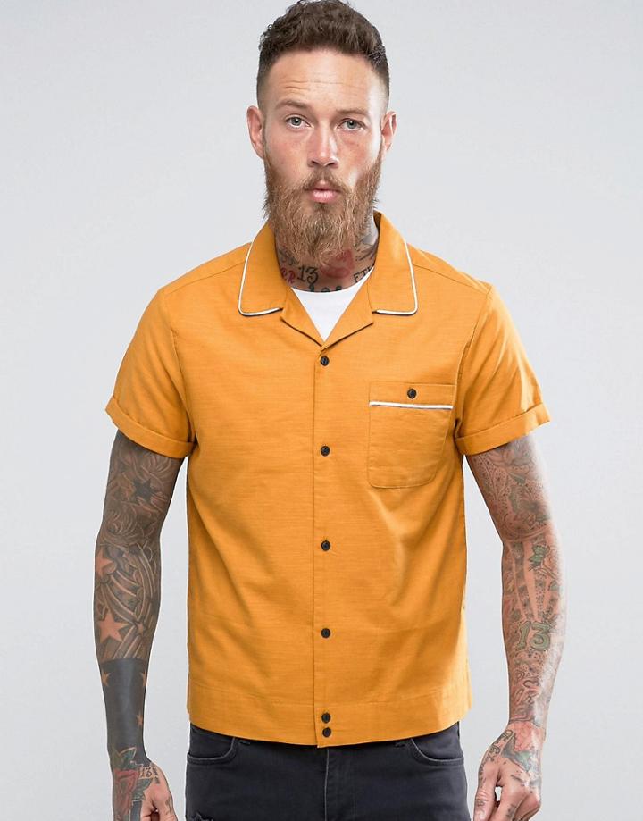 Asos Regular Fit Shirt With Revere Collar In Yellow - Yellow