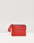 Asos Leather Coin Purse With Tassel - Red