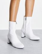 Bershka Heeled Ankle Boots In White