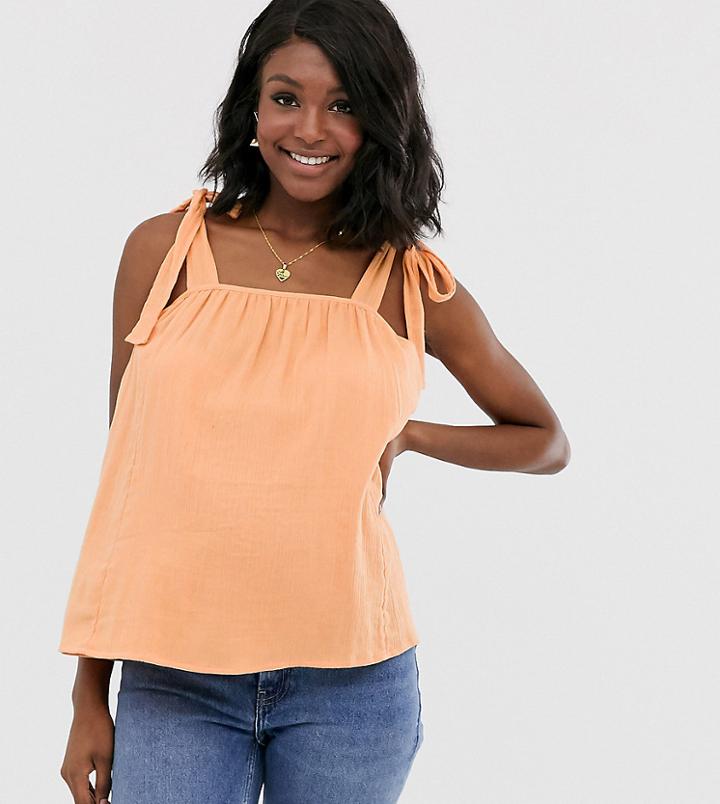 Asos Design Maternity Sun Top With Tie Shoulder In Textured Casual Fabric - Clear
