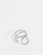 Asos Design Ring In Wraparound Wire Design In Silver Tone - Silver