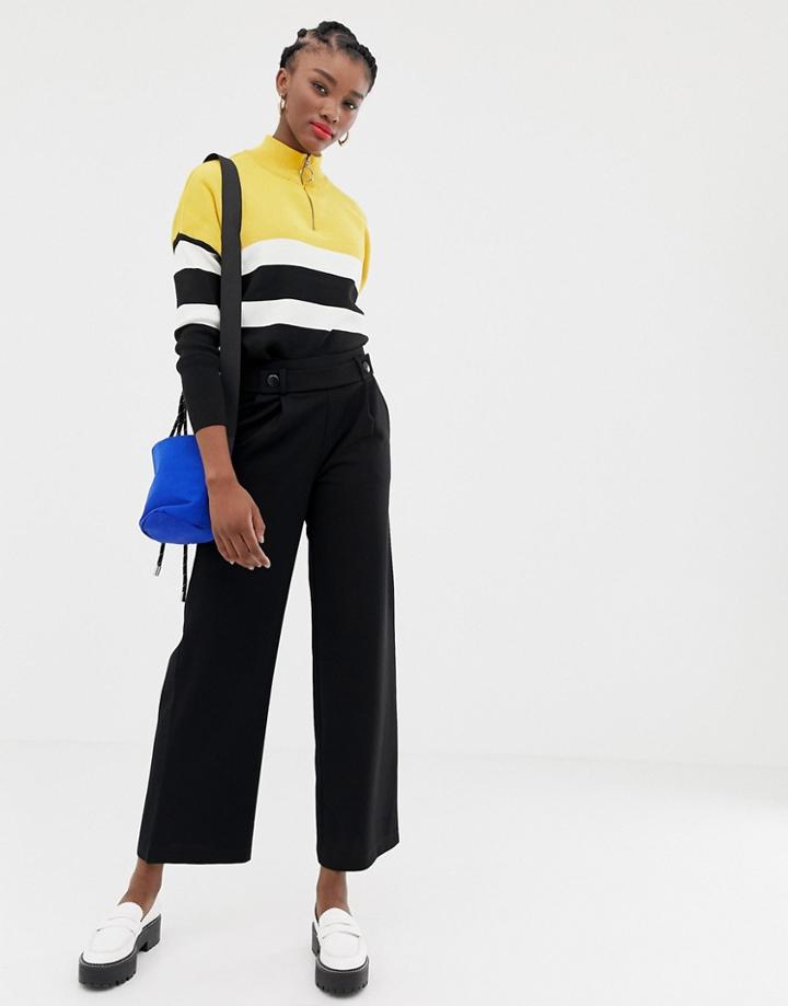 Jdy Button Detail Wide Leg Pant - Black