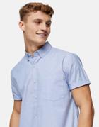 Topman Slim Oxford Shirt In Light Blue-blues