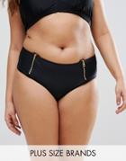 Junarose Zip Bikini Bottom - Black