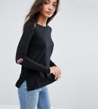 Asos Tall Sweater With Fangs Elbow Patch - Black