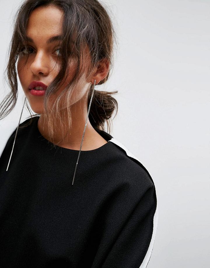 Asos Xl Stone Strand Earrings - Silver