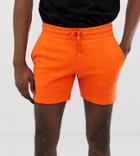 Asos Design Tall Jersey Skinny Shorts In Shorter Length In Orange - Orange