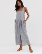 Asos Design Minimal Jumpsuit With Button Side In Stripe Print-multi