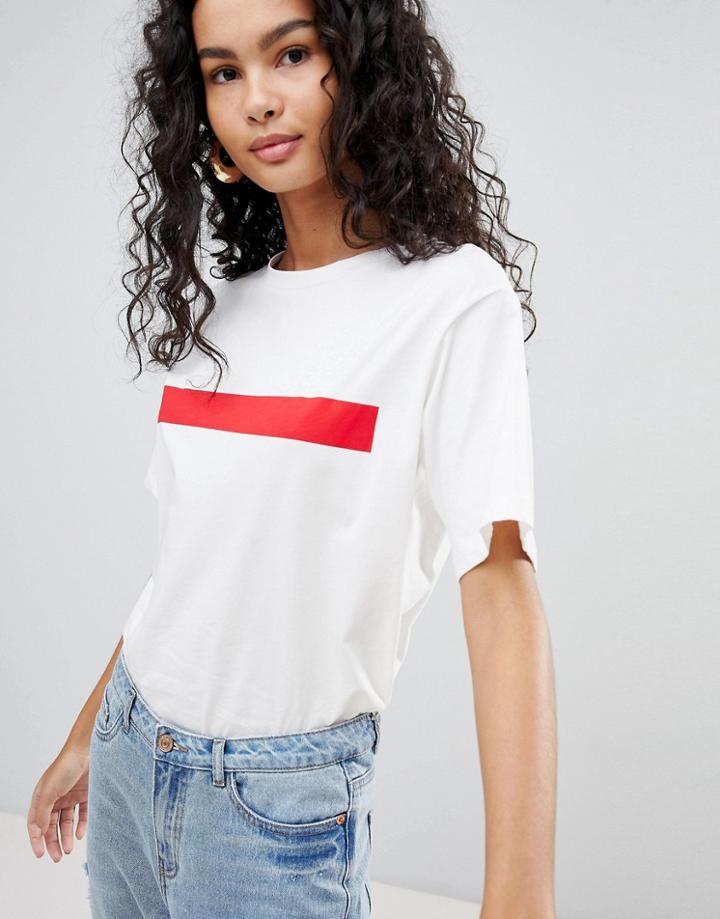 Only Black Strike Through T-shirt - White