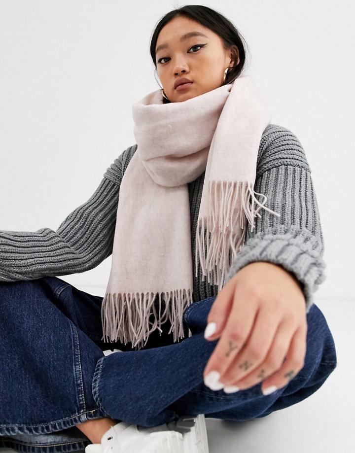 Asos Design Oversized Wool Scarf With Tassels In Pink