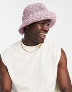 Asos Design Straw Bucket Hat In Pink