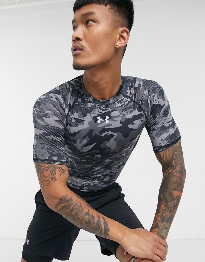 Under Armour Heatgear Camo T-shirt In Black