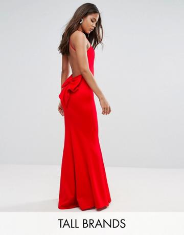 City Goddess Tall Maxi Dress With Bow Back - Red