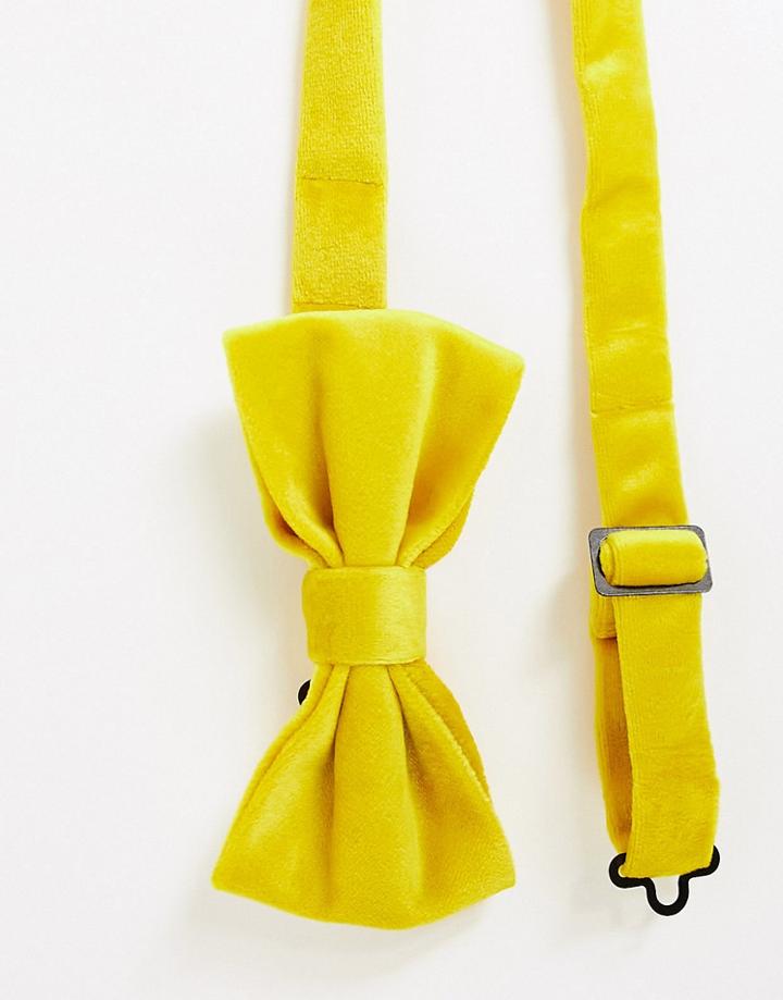 Devils Advocate Velvet Bow Tie In Yellow