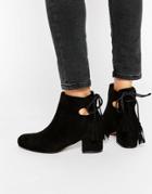 Truffle Collection Luan Tie Back Kitten Heel Boots - Black