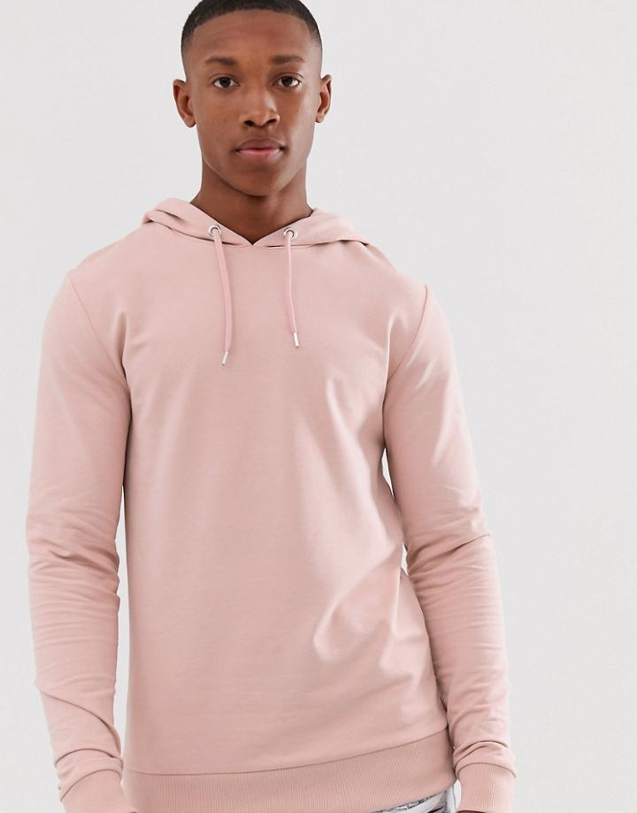 Asos Design Muscle Hoodie In Dusty Pink - Pink
