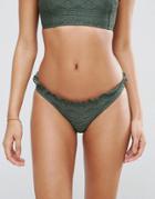 Asos Mix And Match Crochet Micro Brazilian Bikini Bottom - Green