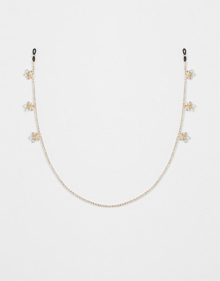 Asos Design Butterfly Charm Sunglasses Chain-gold