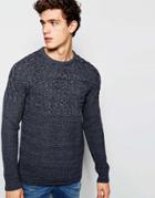 Asos Cable Knit Sweater With Contrast Texture - Blue