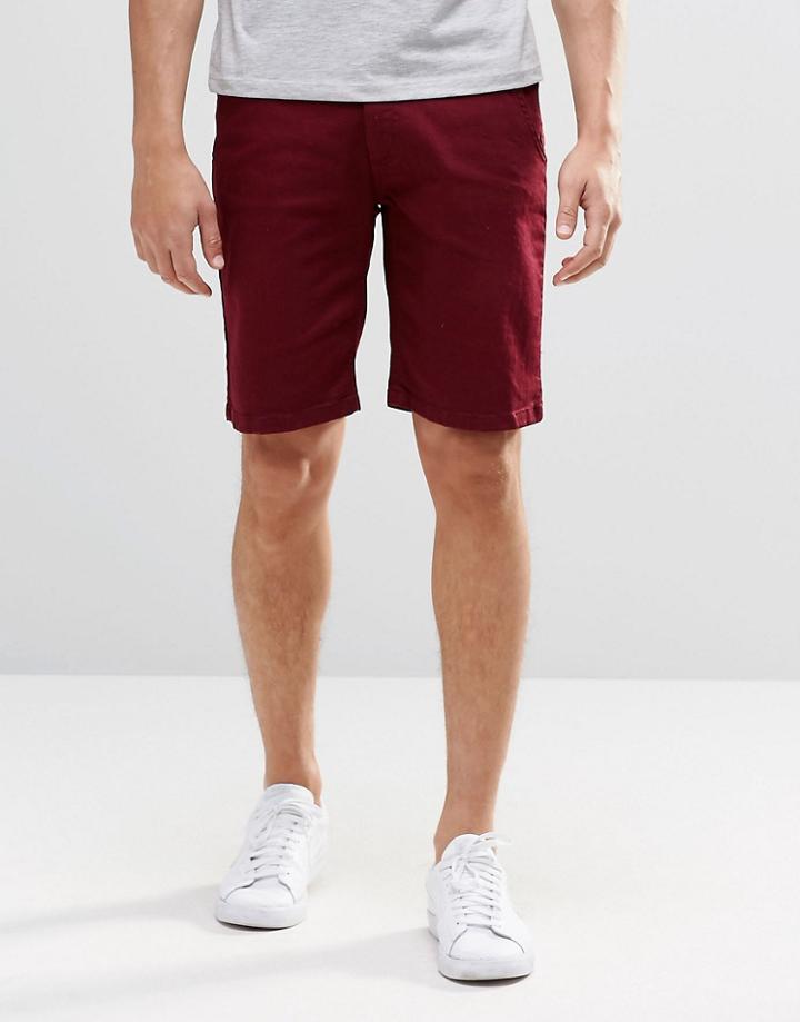Hoxton Denim Chino Shorts - Red