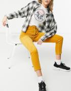 Monki Kimmy Cotton Corduroy Pants In Ochre-yellow
