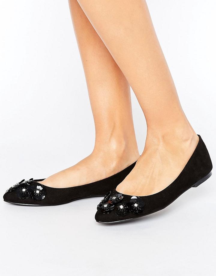 Oasis Floral Detail Ballet Pump - Black