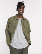 Weekday Skipper Worker Shirt In Khaki Melange-green