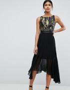 Coast Jaquard Dress With Pleat Skirt - Multi