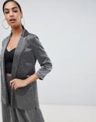 Asos Design Relaxed Suit Blazer In Metallic - Silver