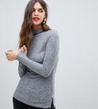 River Island High Neck Sweater In Gray - Gray