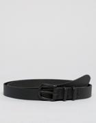 Asos Smart Super Skinny Leather Belt - Black