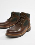 Tommy Hilfiger Leather Mix Boot In Brown - Brown