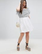 Asos Curve Mini Skater Skirt With Box Pleats - White