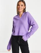 Monki Knitted Sweater With Collar In Lilac-purple