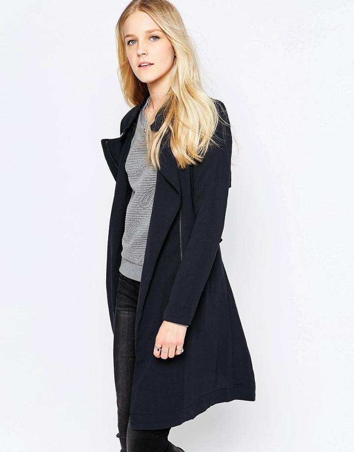 Only Classic Belted Trenchcoat - Blue Graphite